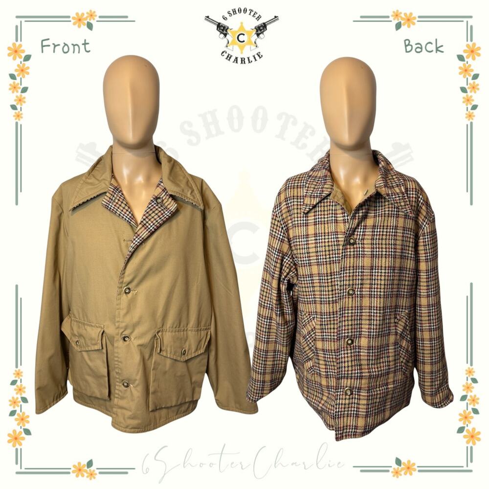 Vintage Shanhouse Sport Outerwear Reversible Chore Coat Mens Size XL Brown/Plaid